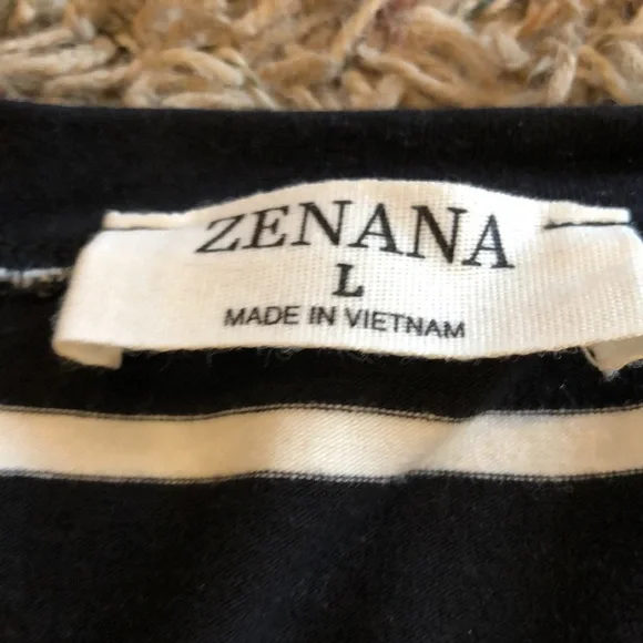 Black with white stripes long sleeve t-shirt from Inherit Co. by Zenana - Picture 2 of 7